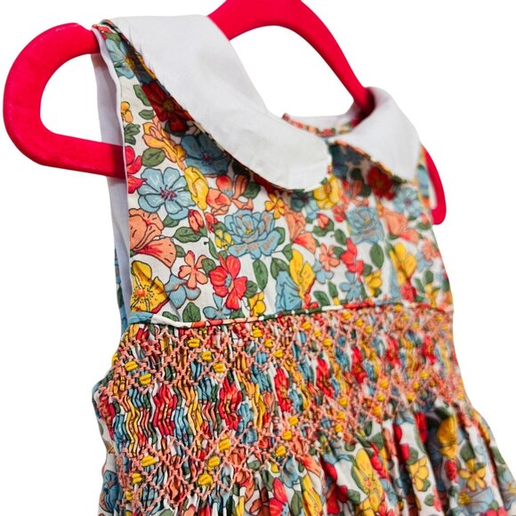 Korango Australia Vintage Floral Classic Smocked Dress Sleeveless Peter Pan Neck - Picture 6 of 10